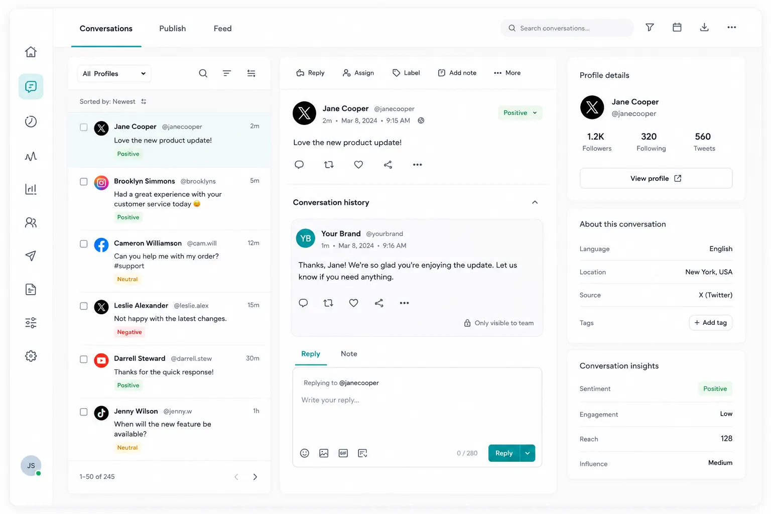 Conversations and engagement inbox